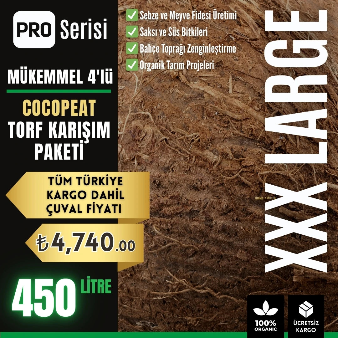 Mükemmel 4'lü cocopeat profesyonel toprak karışım paketi – dört cocopeat bloğu, perlit, leonardit ve solucan gübresi