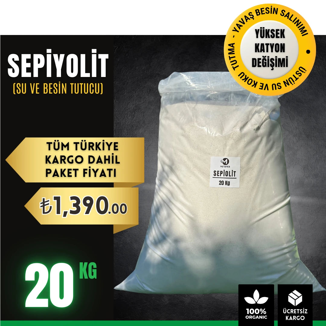 Sepiyolit toz kil 20 kg – doğal su tutucu ve toprak iyileştirici çuval