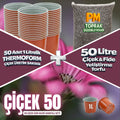 Çiçek 50 avantaj seti – 50 adet 1 litrelik thermoform saksı ve 50 litre çiçek torfu
