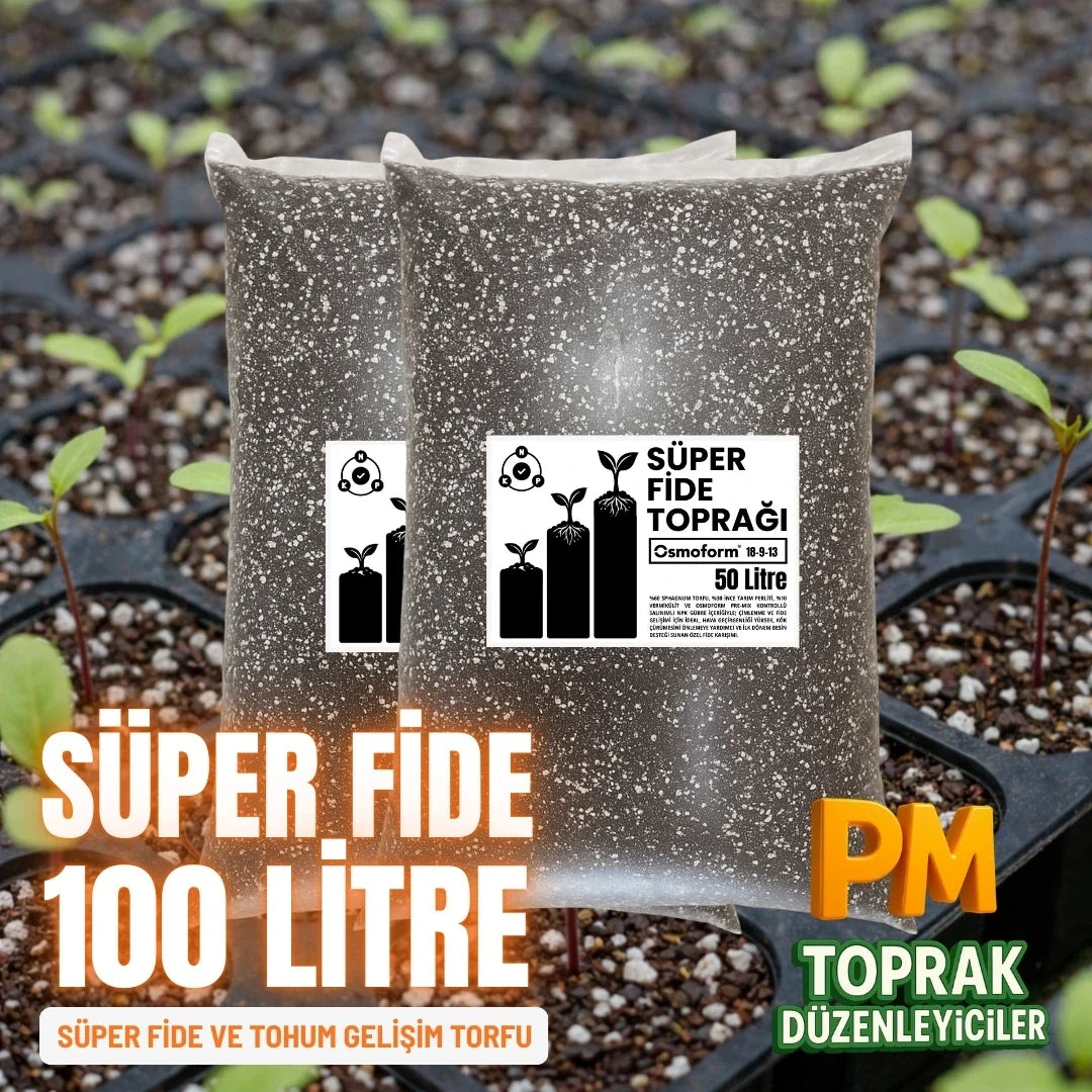 Süper Fide Toprağı 100 Litre - Osmoform Destekli (2x50 Litre Paket) - paketli toprak karışımı görseli 1