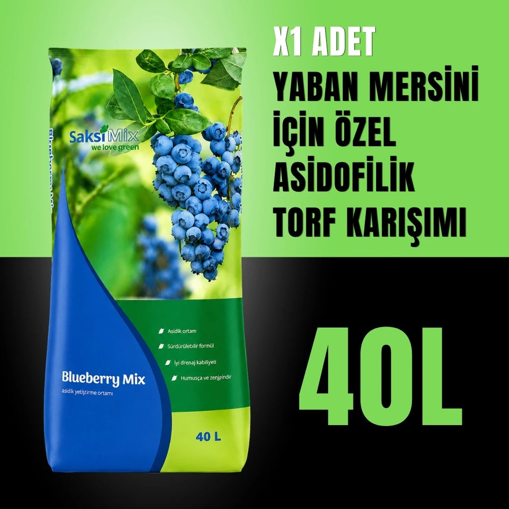 Yaban Mersini Torf ve Saksı Seti – 40 L Torf + 40 L Özel Drenajlı Saksı
