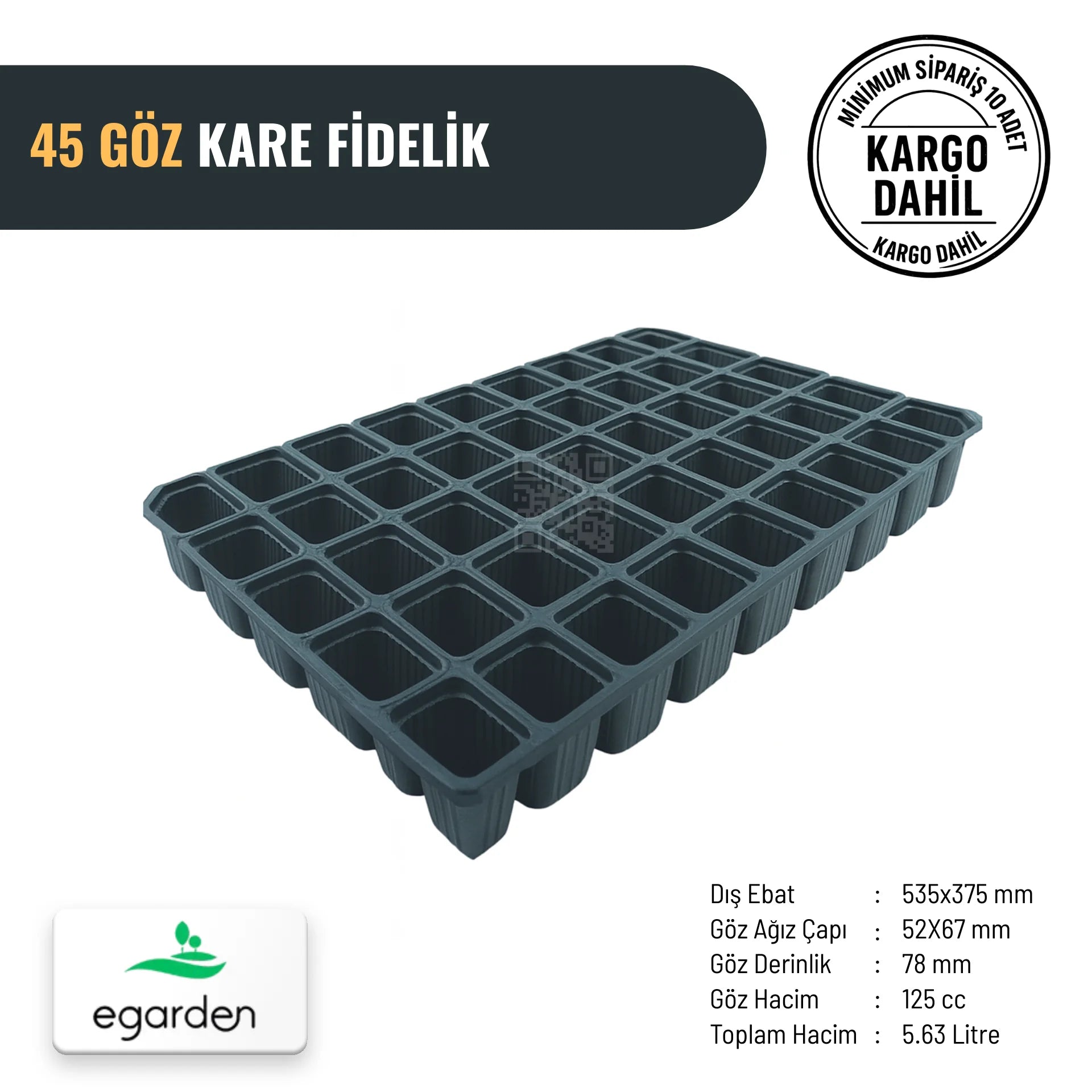 45 gözlü kare fide viyolü – 125 cc, 78 mm derin gözler