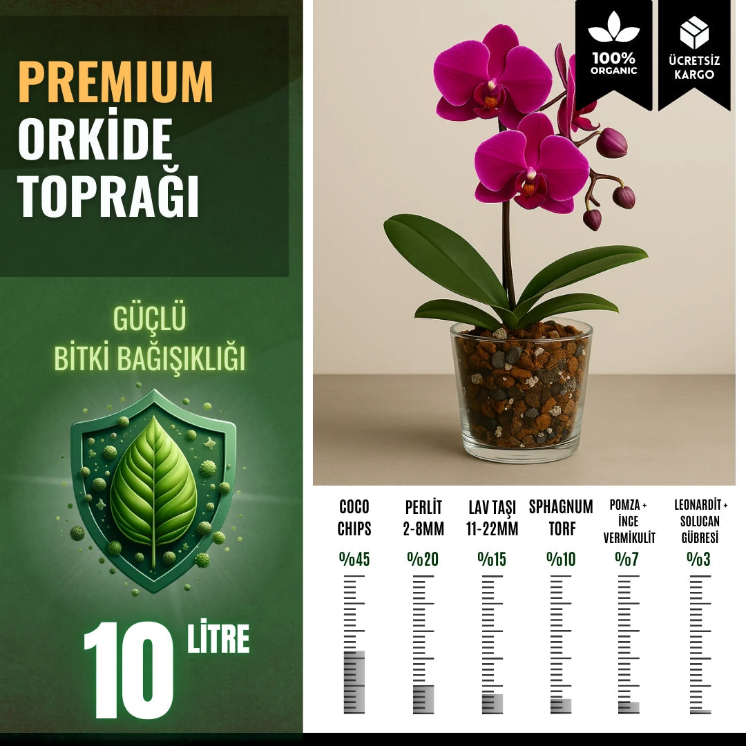 Premium orkide toprağı 10 litre – coco chips tabanlı iri yatak karışımı