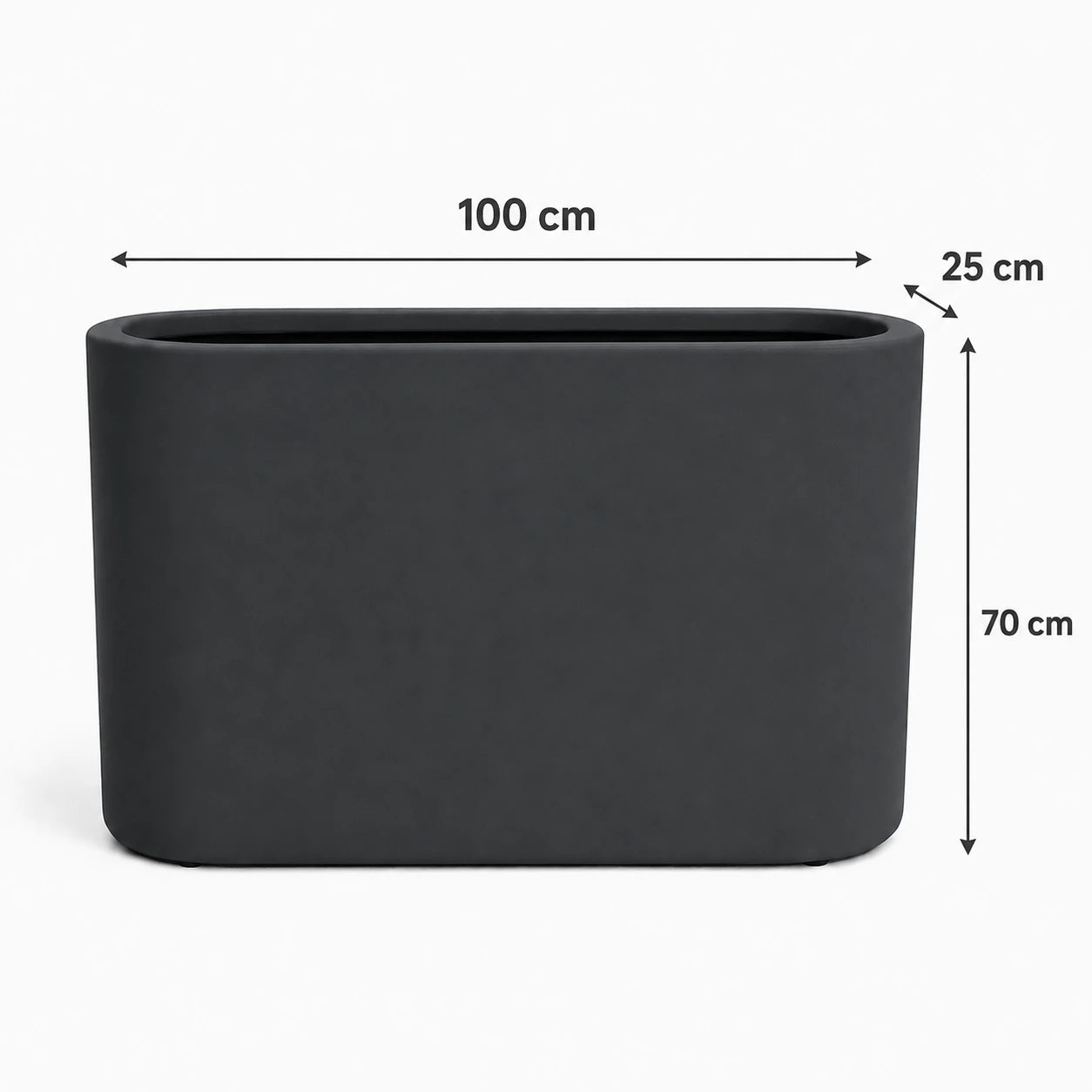 Dekoratif Oval Fiber Separatör Saksı 100×25×70 cm | İç ve Dış Mekân