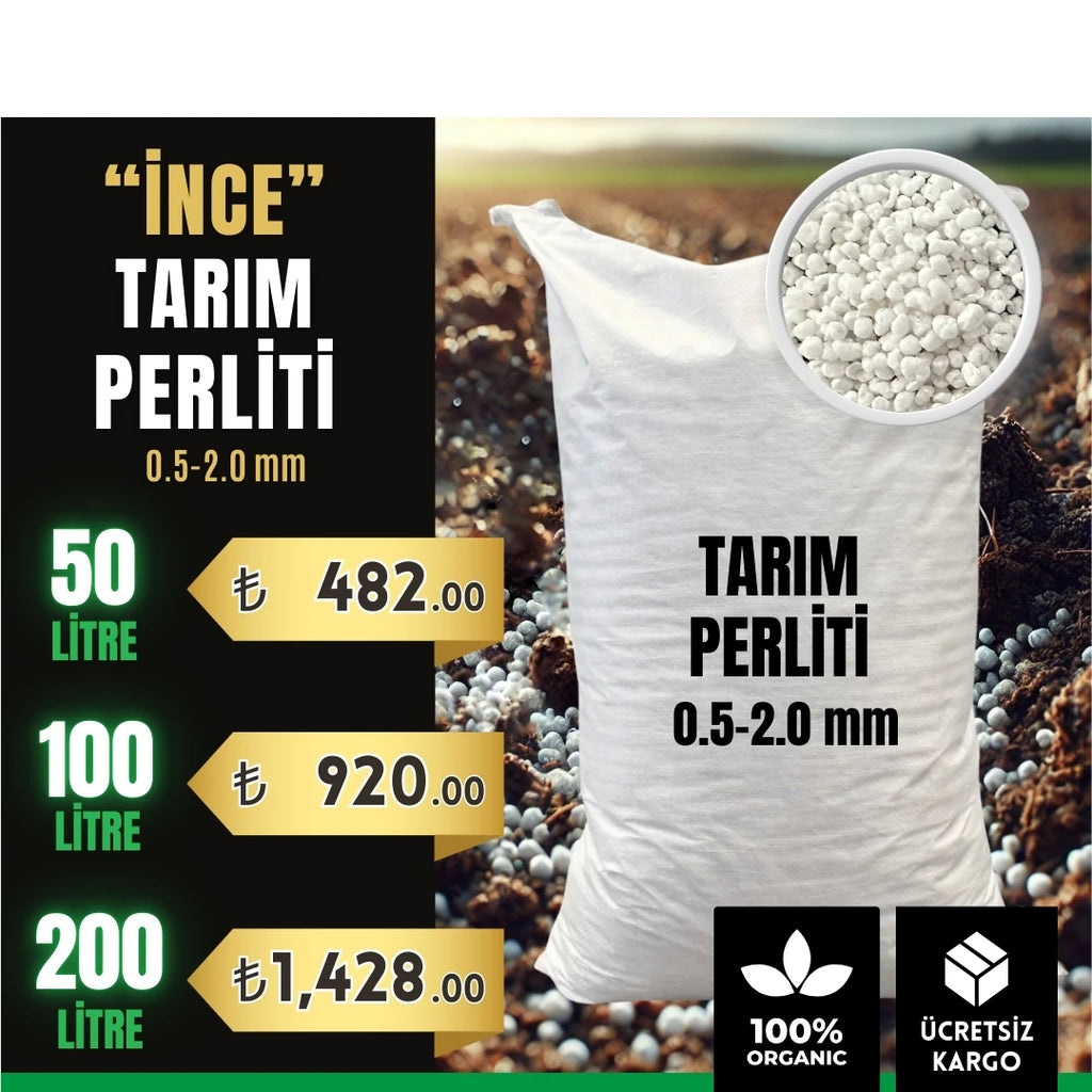 İnce tarım perliti 0,5-2 mm – 50, 100 ve 200 litrelik çuval seçenekleri