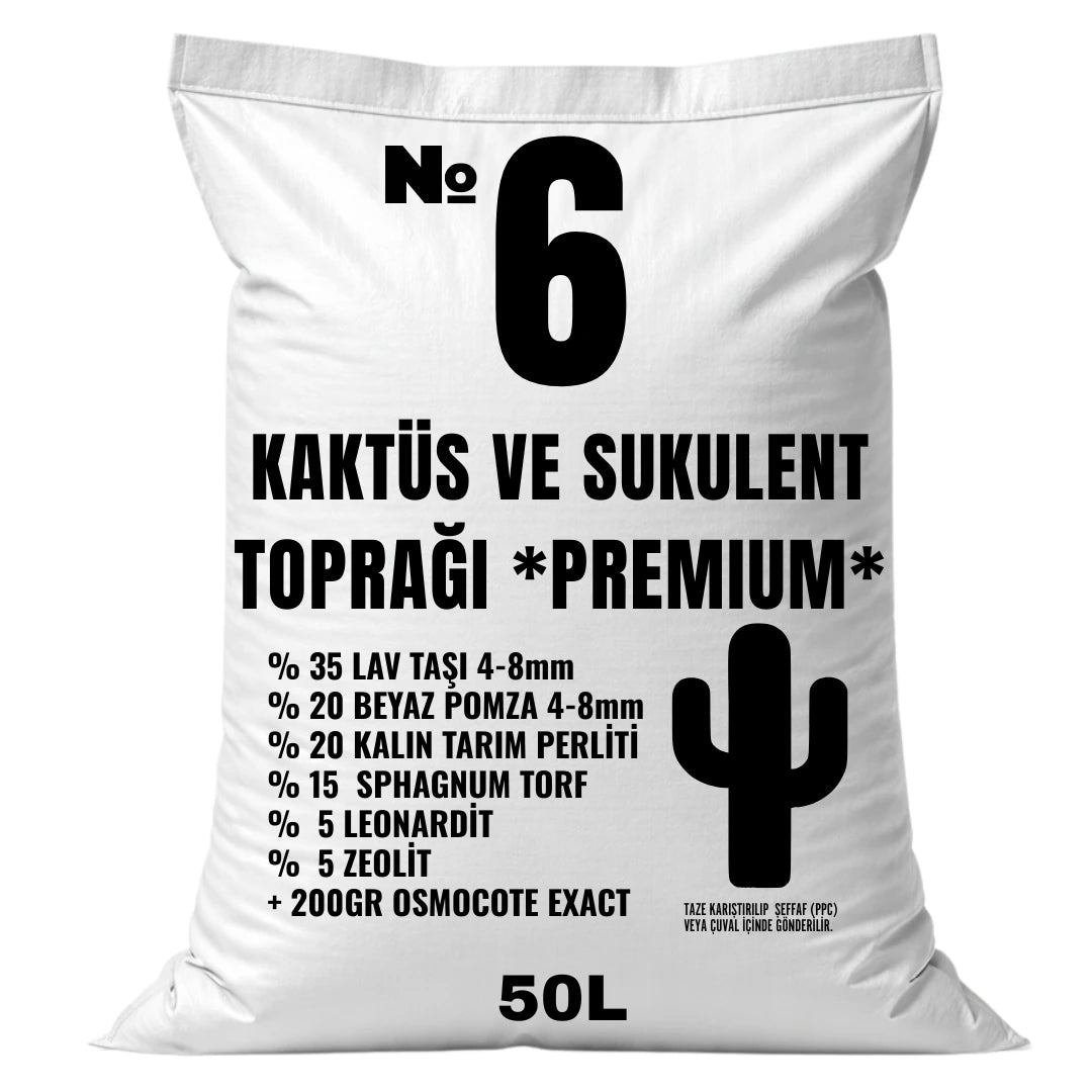 Kaktüs ve sukulent toprağı 50 litre – Osmocote katkılı mineral ağırlıklı karışım (No 6)