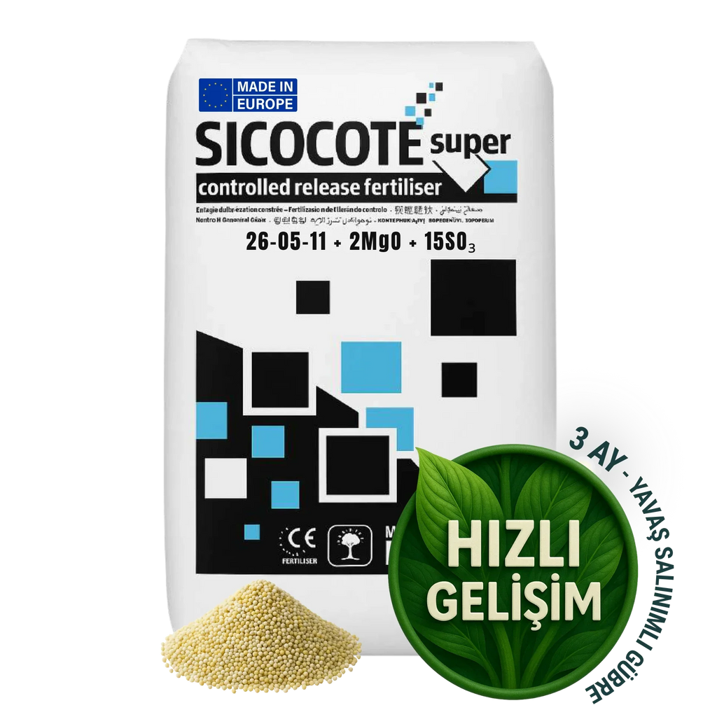 SICOCOTE Super CRF 26-05-11 + 2MgO + 15SO₃ | Kontrollü Salınımlı Granül Gübre | 25 KG | Made in EU - ambalajlı gübre ürünü görseli