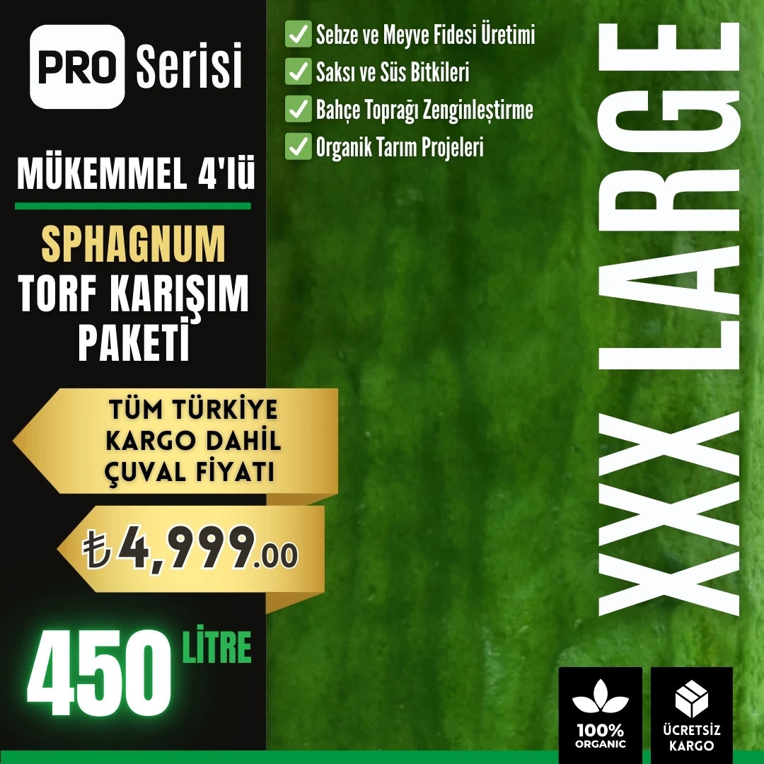 Mükemmel 4'lü sphagnum profesyonel toprak karışım paketi – torf, perlit, solucan gübresi ve leonardit