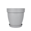 Cornet tabaklı dekoratif saksı 50 litre – 45,5 cm çaplı gri saksı ve alt tabağı