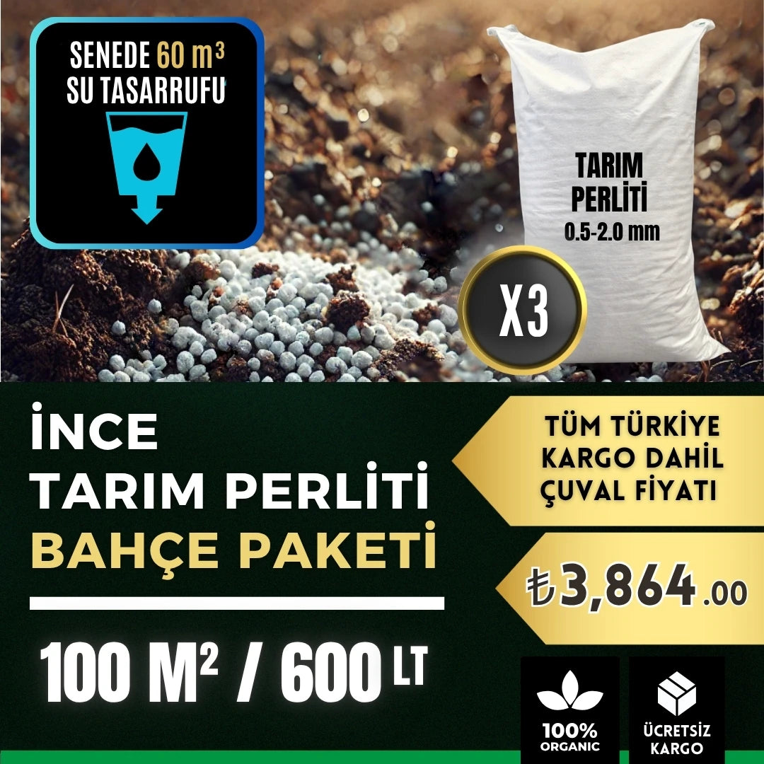 İnce perlit bahçe paketi 100 m² – 600 litre, 3 çuvallı giriş boyu
