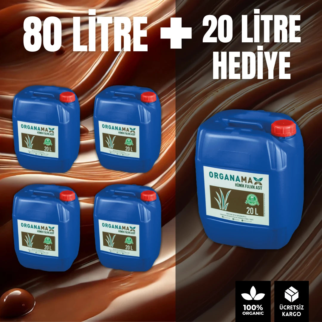 80+20 litre hediyeli hümik ve fulvik asit bidonları – toplam 100 litre