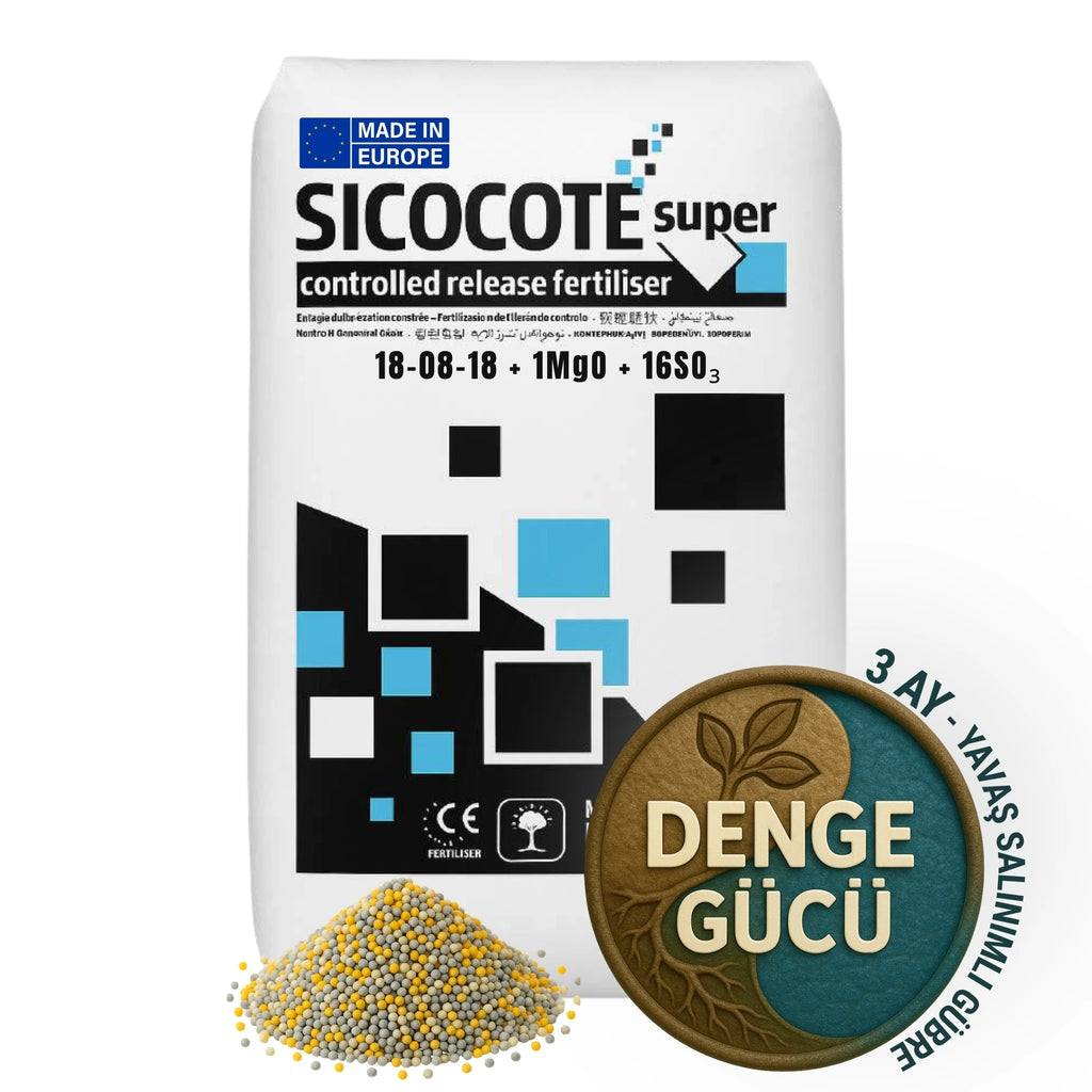 SICOCOTE NPK gübre 18-08-18 – 3 ay salınımlı dengeli formül, 25 kg çuval