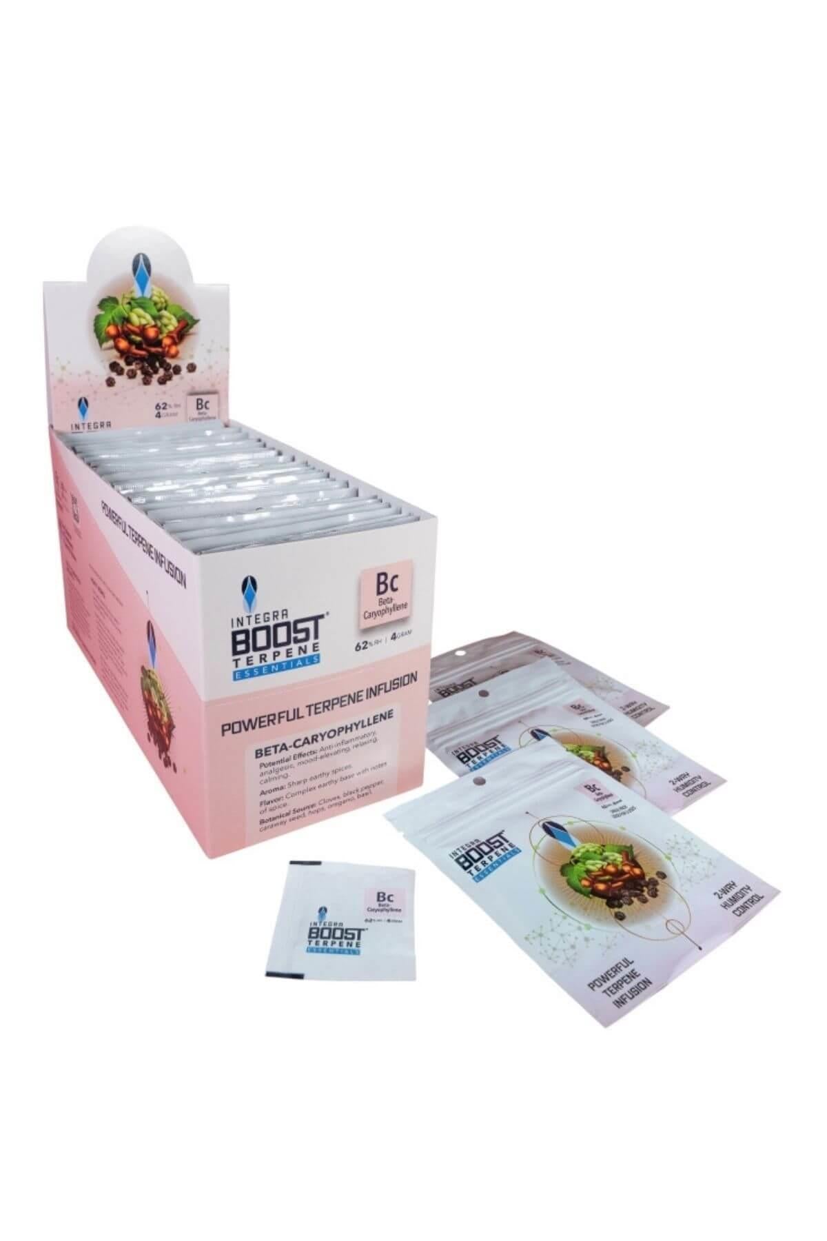 Integra Boost %62 b-cariophylene 4 gr – beyaz paket üzerinde terpen adı ve Integra Boost yazısı