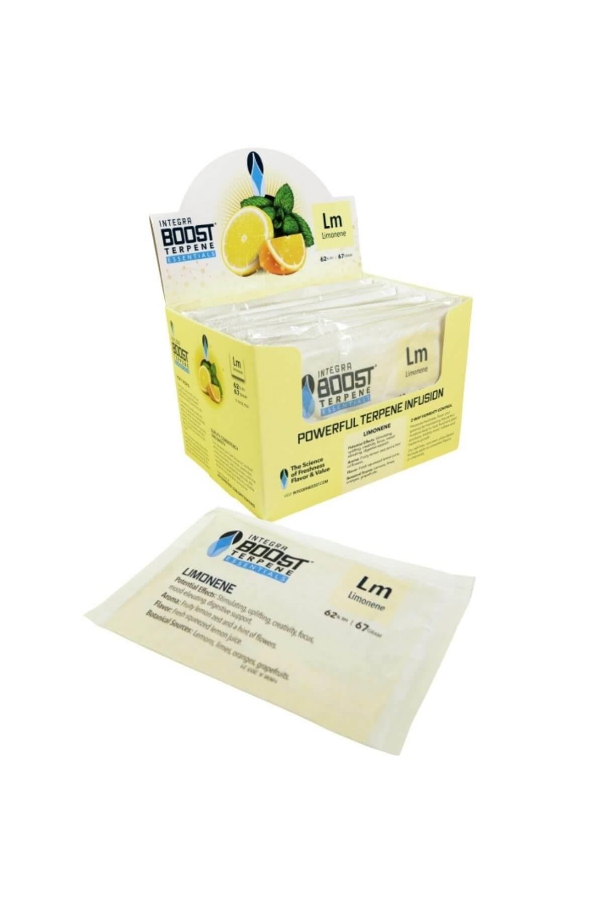 Integra Boost %62 limonene 67 gr – beyaz paket üzerinde terpen adı ve Integra Boost yazısı