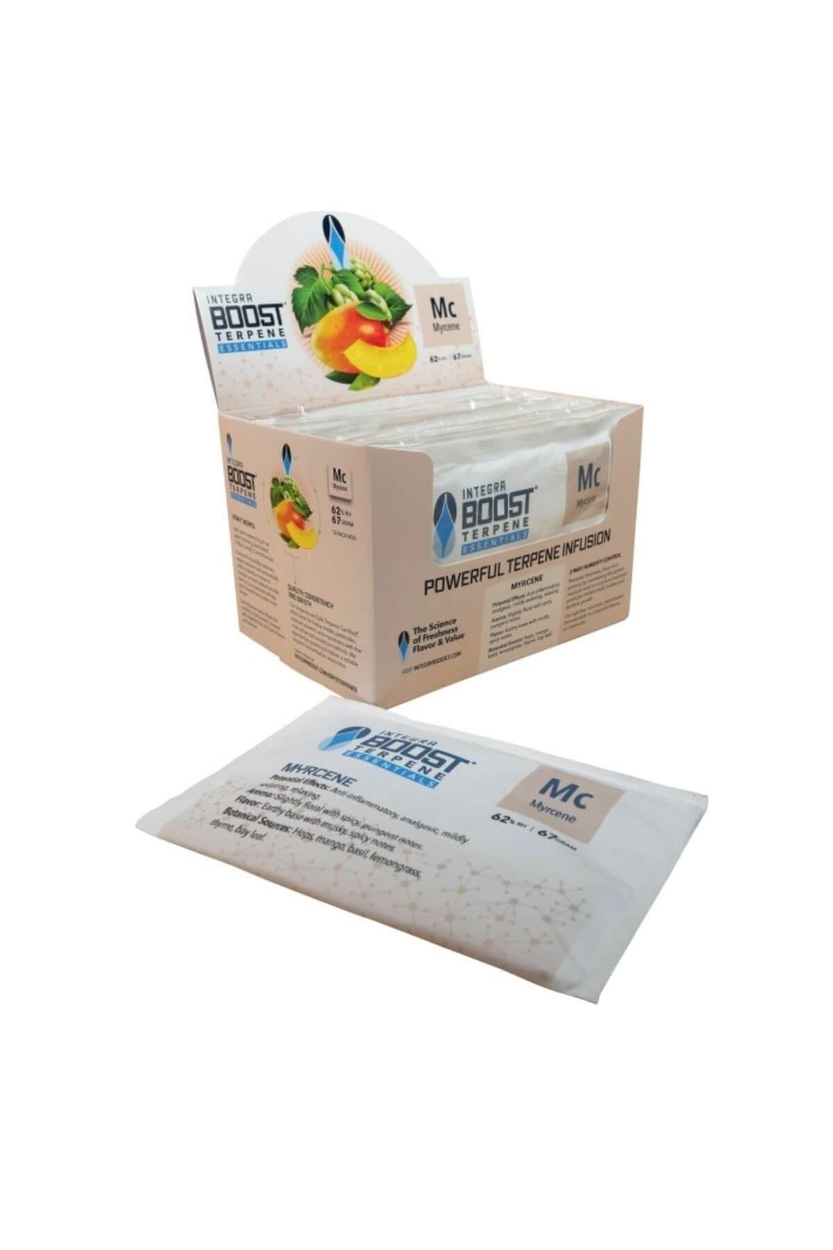 Integra Boost %62 myrcene 67 gr – beyaz paket üzerinde terpen adı ve Integra Boost yazısı
