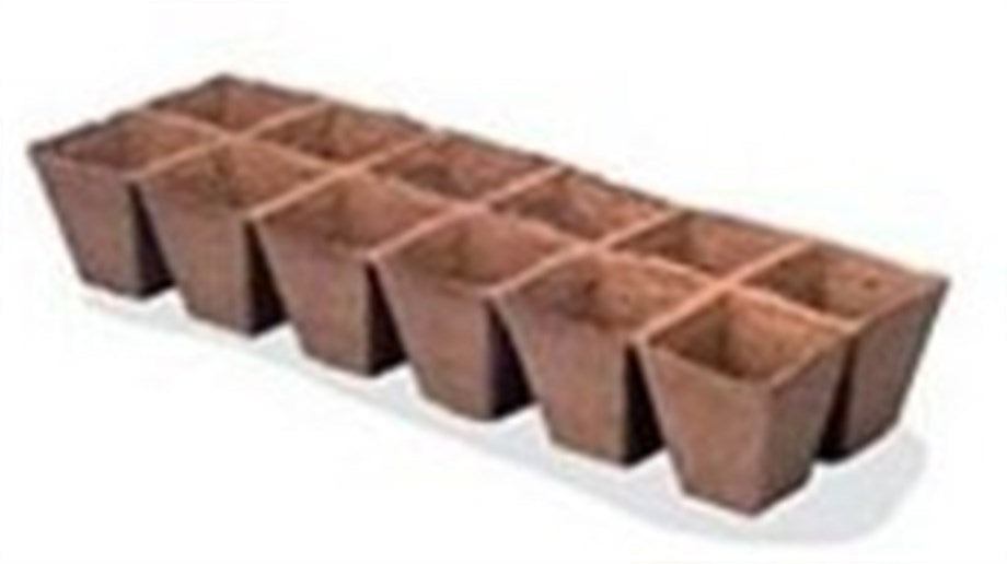 Jiffy 6x6 cm 12 gözlü torf viyol – geniş kare gözlü, birleşik açık kahverengi torf levha