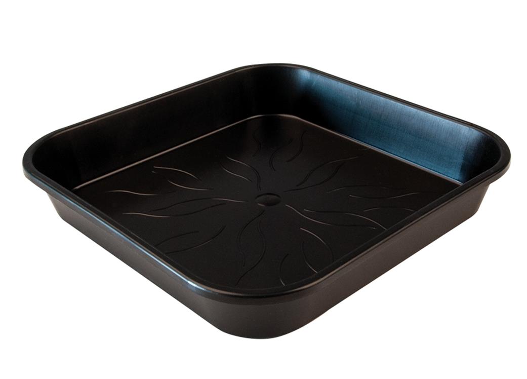 Siyah 34 cm Kare Altlık – 30 L Kare Saksılar İçin, 4 cm Kenar, Beşli Paket