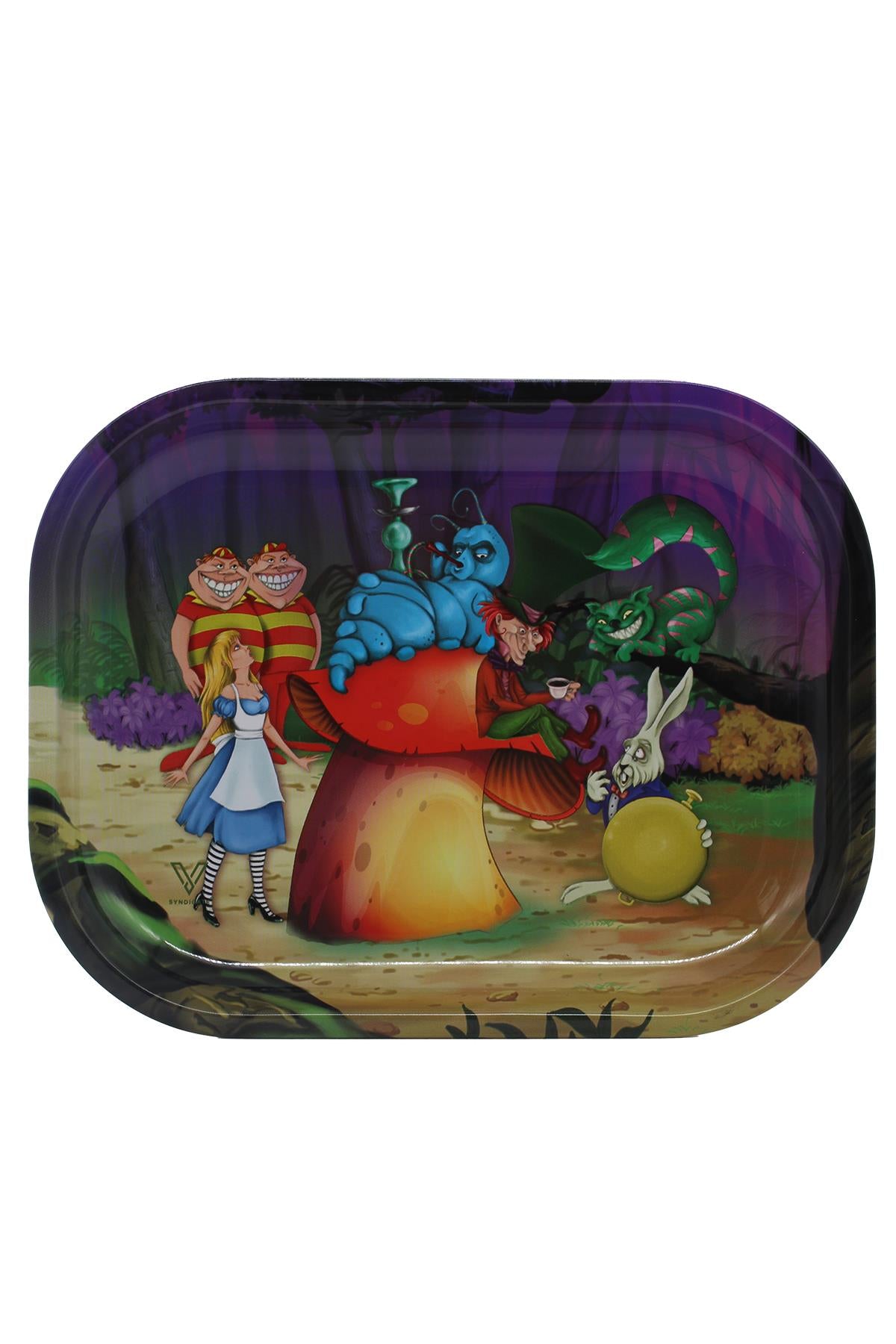 Küçük metal tepsi Alice Forest – 18x14 cm alüminyum tepsi, renkli baskılı yüzeyi ve kavisli kenarı