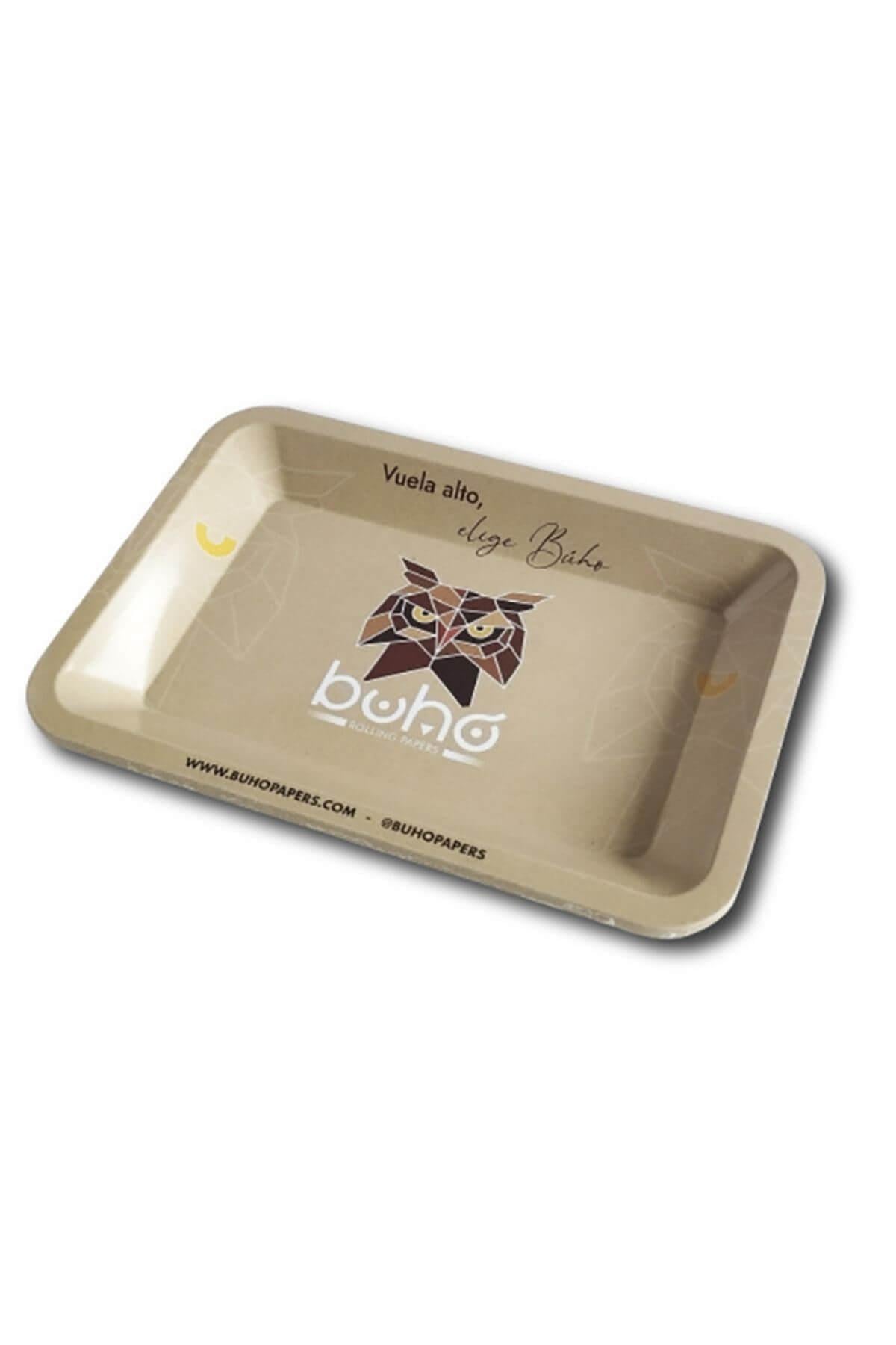 Küçük metal tepsi Buho Doğal – 18x13 cm alüminyum tepsi, doğal tonlu baskısı ve kavisli kenarı