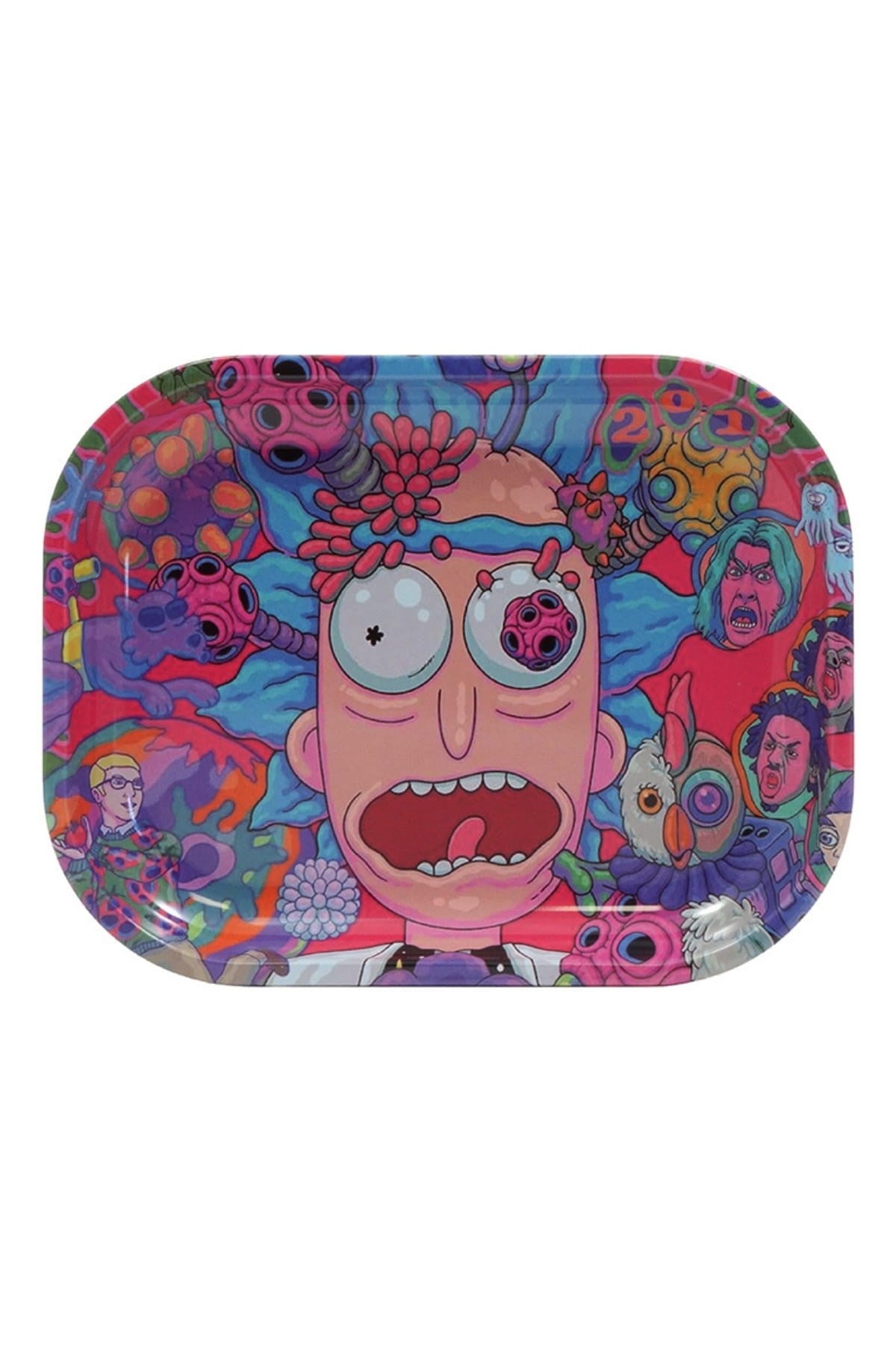 Küçük metal tepsi Crazy Rick – 18x13 cm alüminyum tepsi ve çizgi tarzı renkli yüzey baskısı