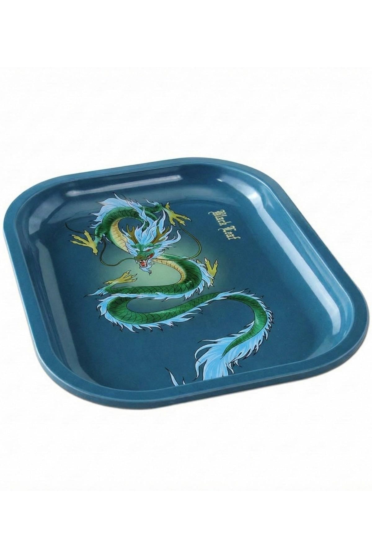 Küçük metal tepsi Ejderha – 18x14 cm alüminyum tepsi ve koyu tonlu renkli yüzey baskısı görseli