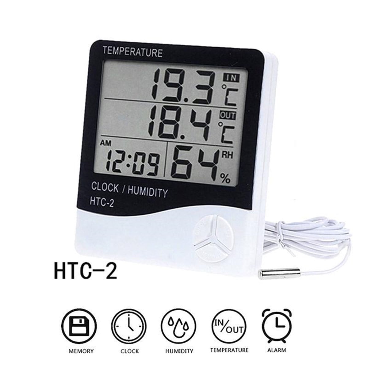 HTC-2 Problu Termo-Higrometre – Ortam Sıcaklık ve Nemine Ek Olarak Kablolu Dış Sıcaklık