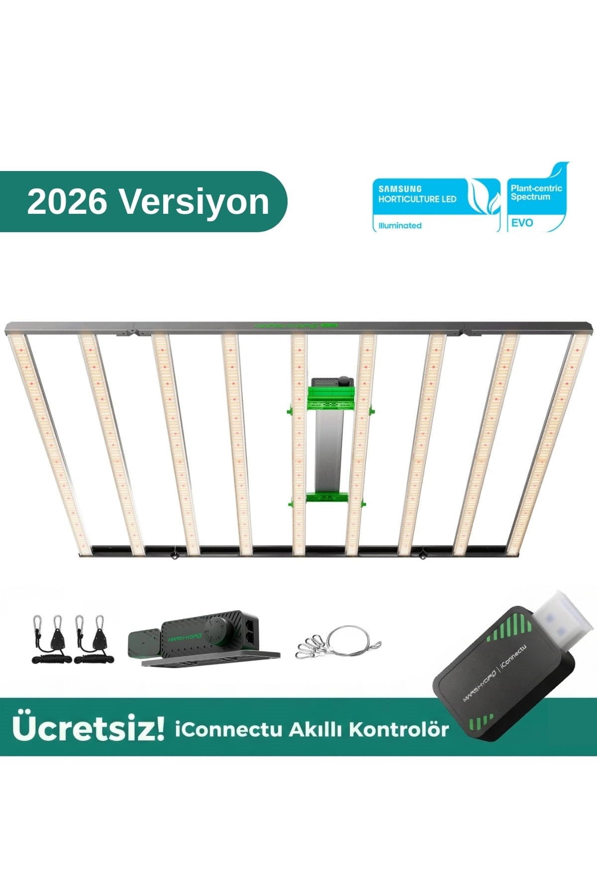 Mars Hydro FC1200W EVO 1200W – en geniş çok çubuklu gümüş LED panel ve yoğun Samsung diyot dizilimi