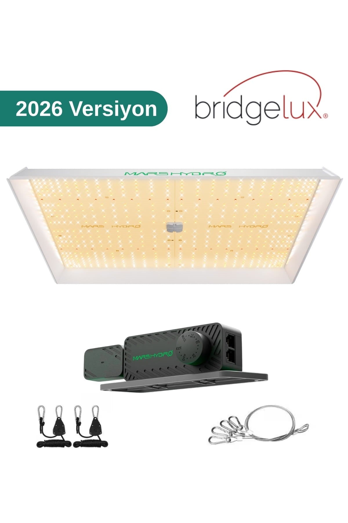 Mars Hydro TSW2000 300W – geniş beyaz reflektörlü kare LED panel ve yüzeydeki sıralı diyotlar