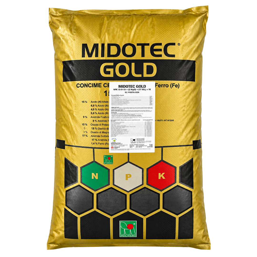 MIDOTEC GOLD 15-9-15 Kompleks Granül Gübre 25 kg Çuval – IBDU Azotlu