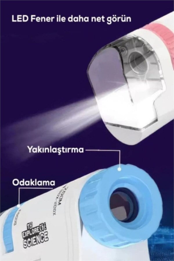 Grow Wizard LED Işıklı Mini Mikroskop 80-200 Kat