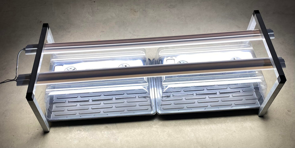 İki Mini Sera İçin Köprü Tipi LED Standı – Alüminyum, 2 × 40 W 6500K, 120 cm