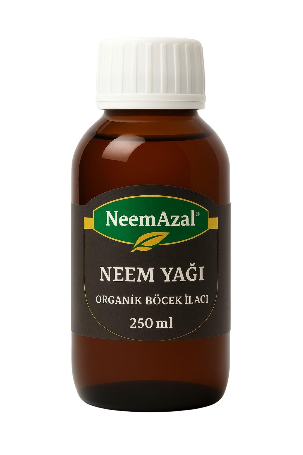 NeemAzal T/S 250 ml – büyükçe şişe ambalaj, koyu renkli sıvı ve NeemAzal markalı ürün etiketi