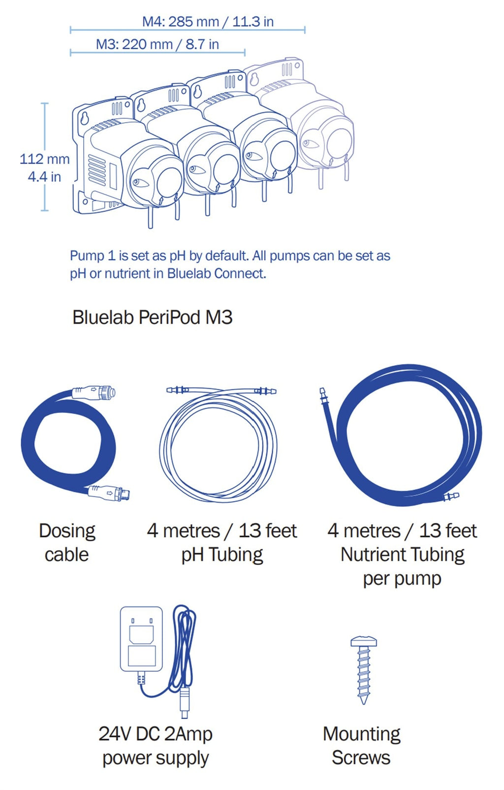 Bluelab PeriPod M4 Dört Pompalı Dozlayıcı – Pro Controller Uyumlu, Besin ve pH İçin