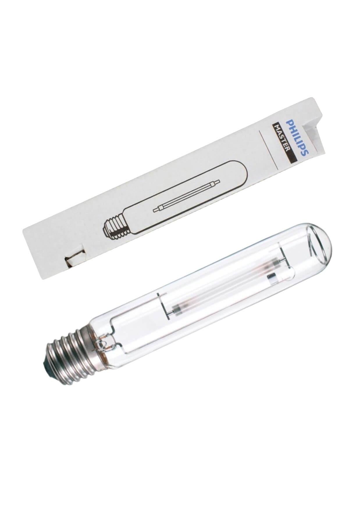 Philips 600 W Master Plus HPS/SHP – büyük sodyum ampul, uzun cam tüp ve E40 metal duy detayı