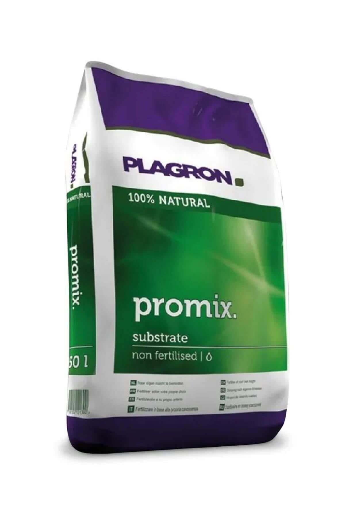 Plagron Pro Mix 50 litre – beyaz zeminli torba ambalaj, Plagron logosu ve Pro Mix yazılı ürün etiketi