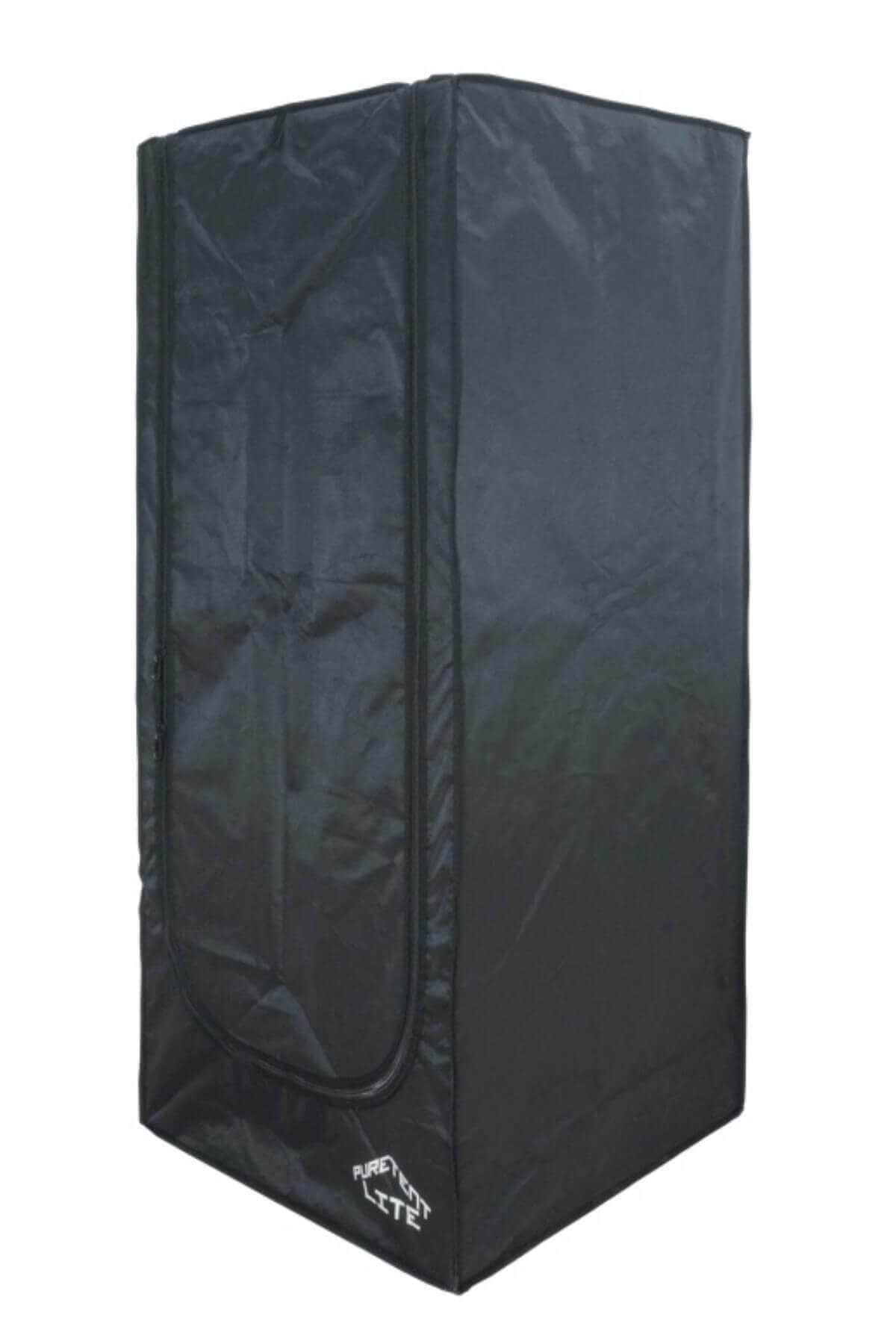 Pure Tent Lite 60x60x140 – kompakt siyah yetiştirme kabini, geniş kapağı ve yansıtıcı iç yüzeyi
