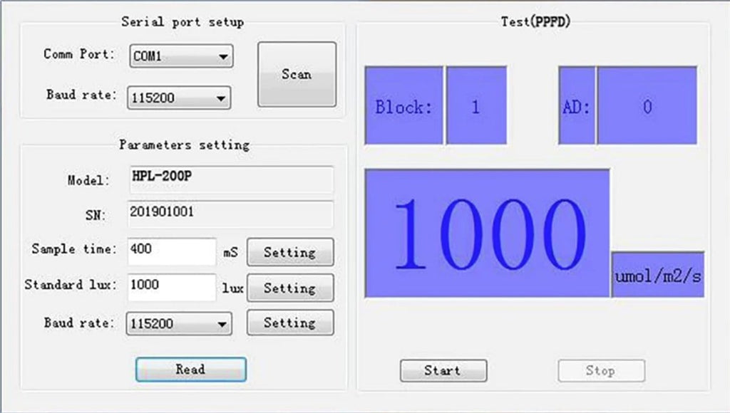 Bitki Lambası Işığını PPFD Olarak Ölçen Sensör HPL-200P – Bluetooth ve USB, Uygulamalı