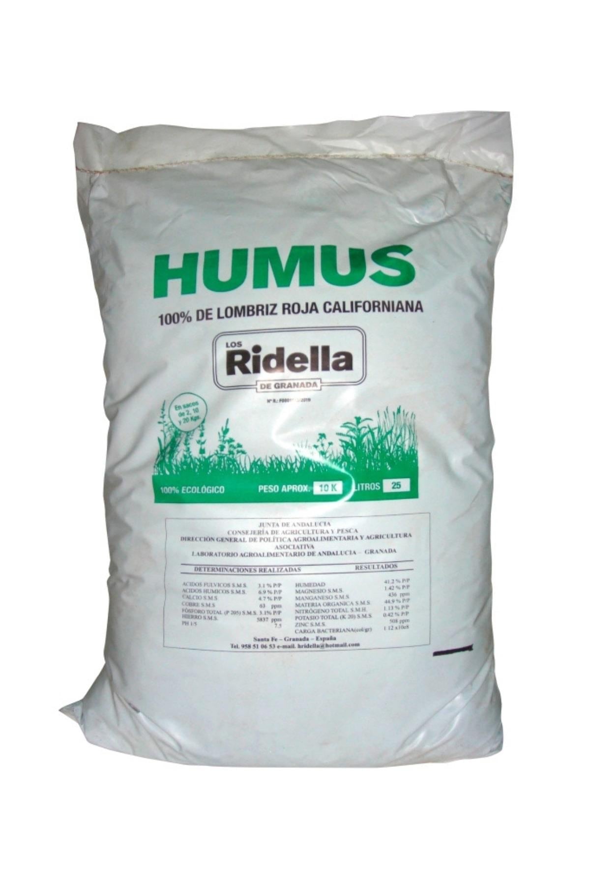 Ridella solucan gübresi 20 kg – büyük boy çuval ambalaj ve koyu renkli granül gübre detayı