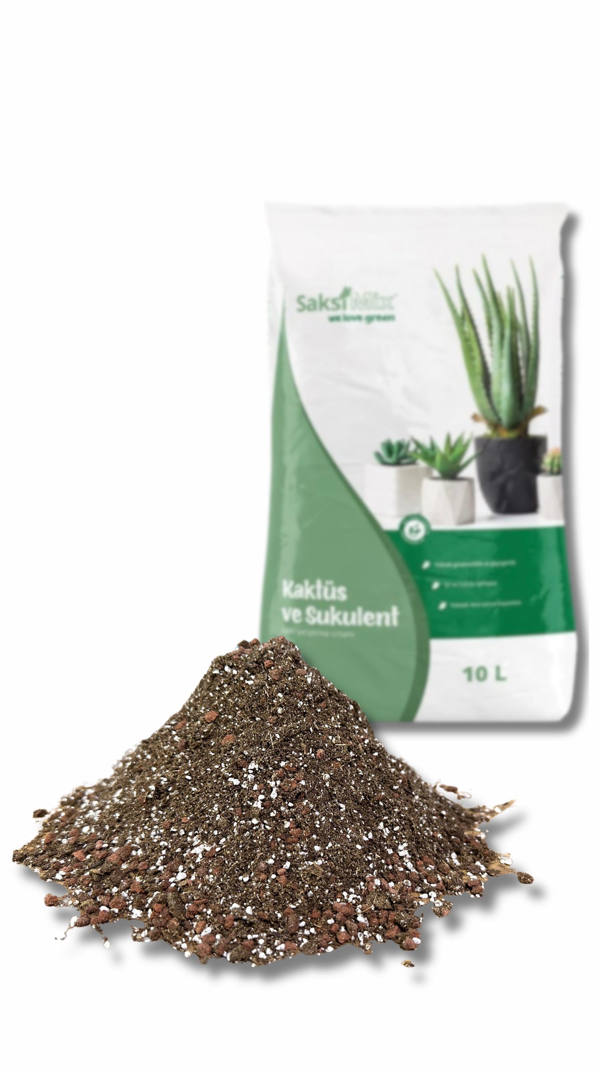 Suyu Hızla Süzen Kaktüs ve Sukulent Harcı Saksı Mix – 10 Litre, Volkanik Taneli, Gübreli