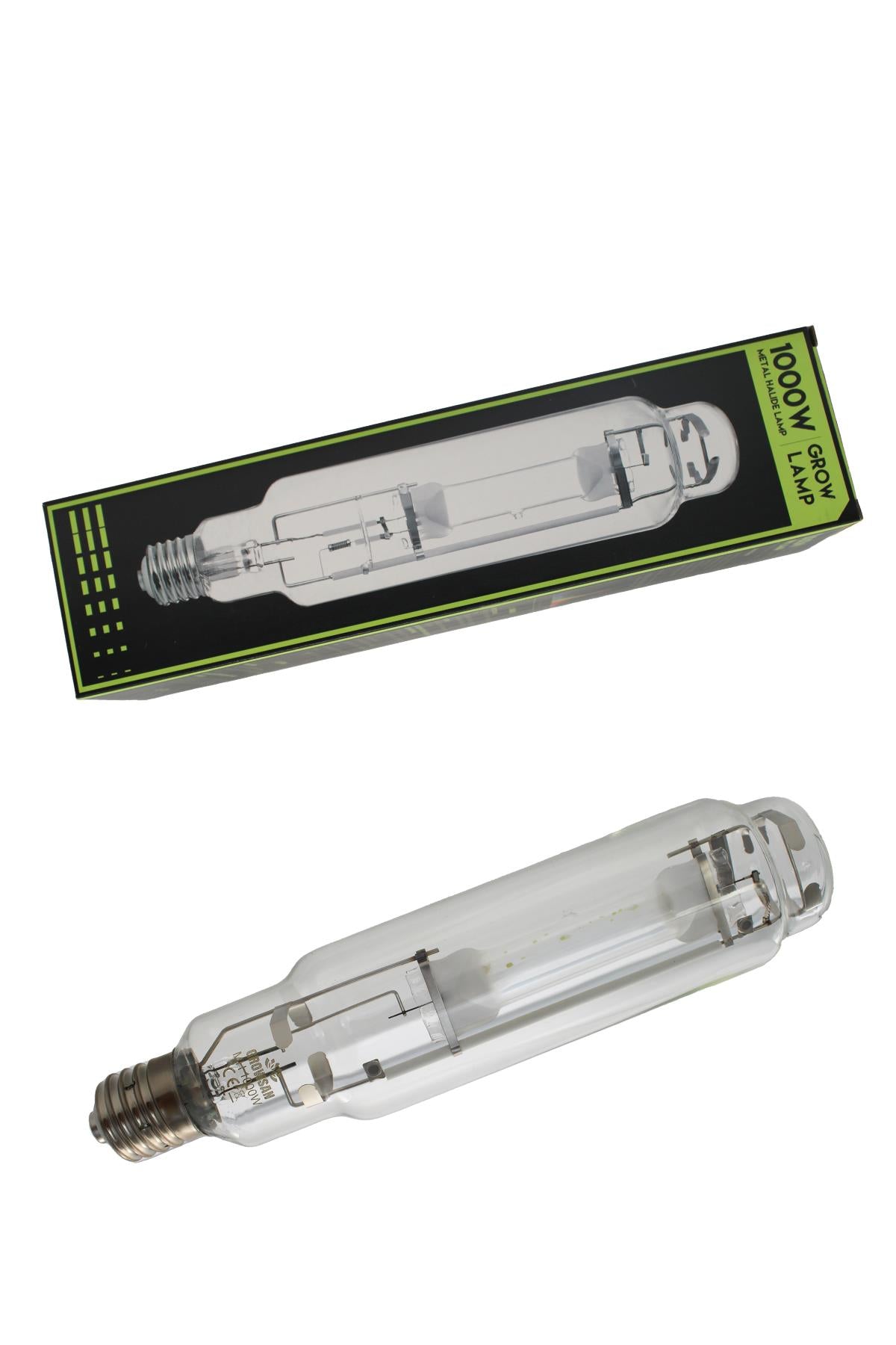 Süper Grow MH 1000 W ampul – yüksek güçlü metal halide lamba, uzun cam gövde ve vidalı metal duy