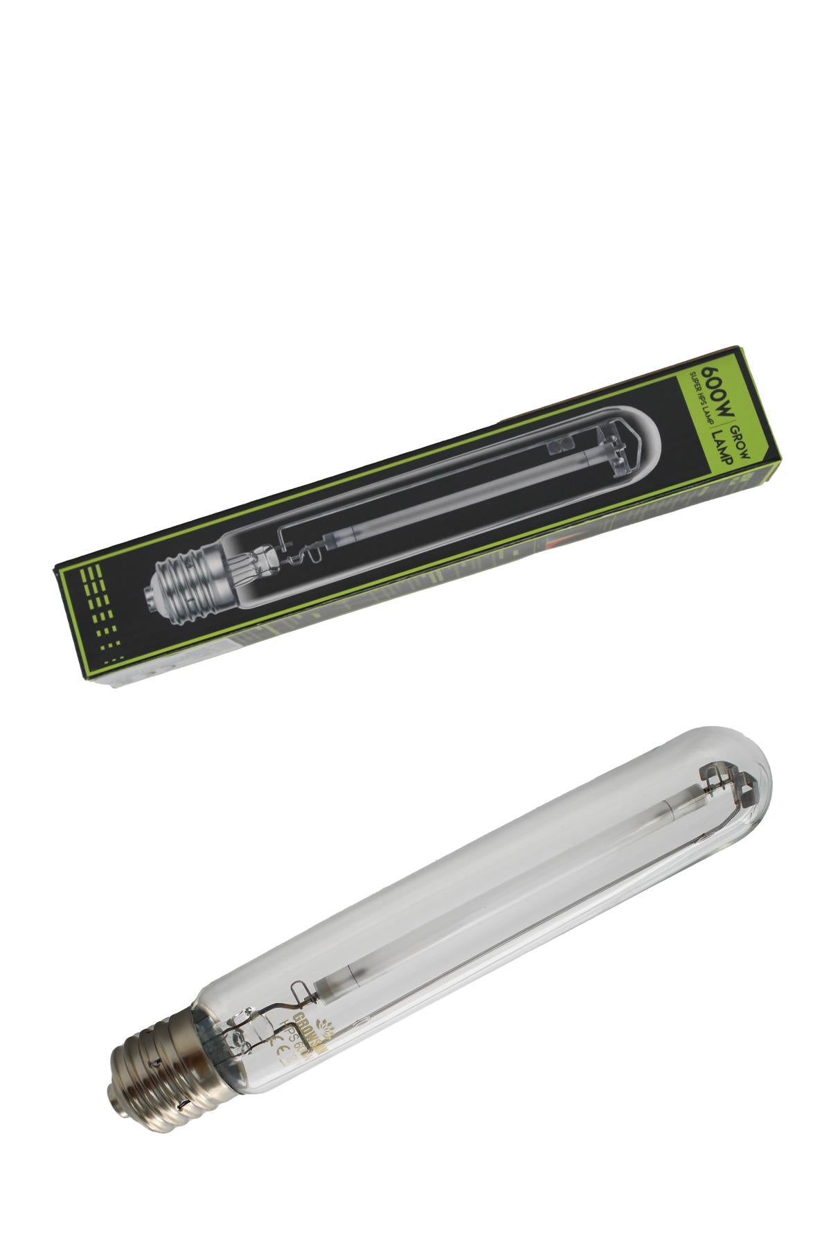 Süper HPS/SHP 600 W Bloom Grow ampul – büyük sodyum lamba, uzun cam gövde ve metal vidalı duy
