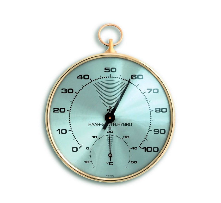TFA Dostmann Pilsiz Analog Termo-Higrometre – 102 mm Kadran, Pirinç Halka, Sentetik Kıl