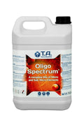 Terra Aquatica Oligo Spektrum 5 litre – beyaz şişe, turuncu etiket ve Oligo Spectrum yazısı, T.A. logosu