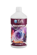 Terra Aquatica NovaMax Bloom 1 litre – beyaz şişe, mor etiket, T.A. logosu ve NovaMax Bloom yazısı