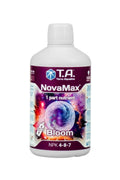 Terra Aquatica NovaMax Bloom 500 ml – beyaz şişe, mor etiket, T.A. logosu ve NovaMax Bloom yazısı