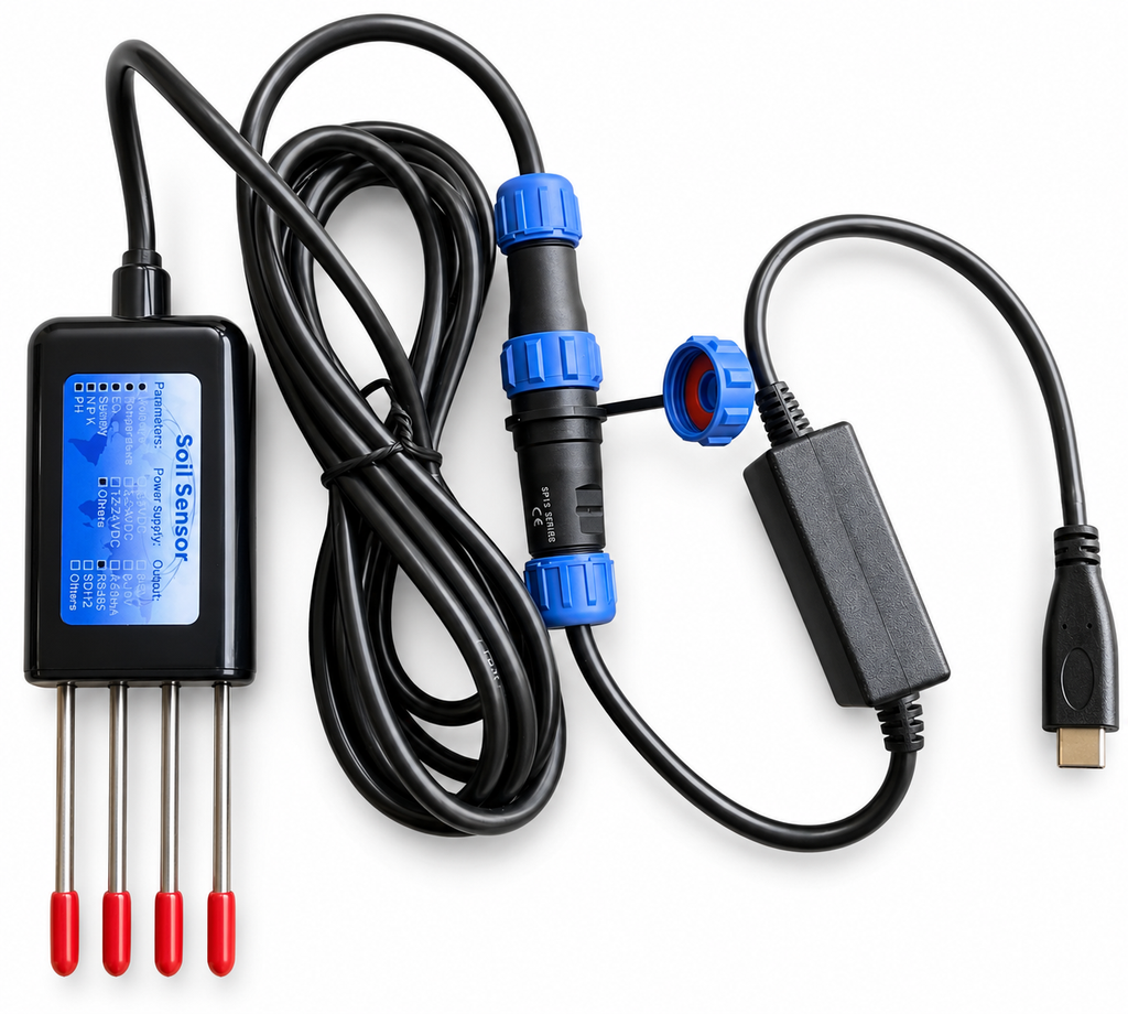Android Telefona Takılan Toprak Probu – USB-C ile Nem, EC, pH, Tuz ve NPK Eğilimi