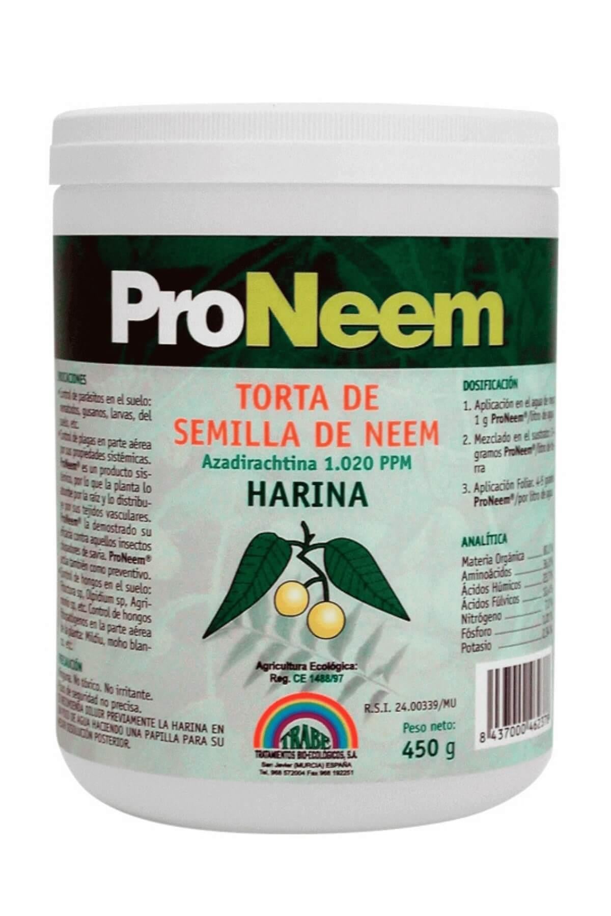Trabe ProNeem Torta De Neem 450 g – kahverengi neem küspesi ve Trabe markalı torba ambalajı