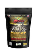 Xtreme Gardening Mykos WP 340 gr – beyaz kavanoz, Mykos WP yazılı etiket ve ince toz ürün detayı