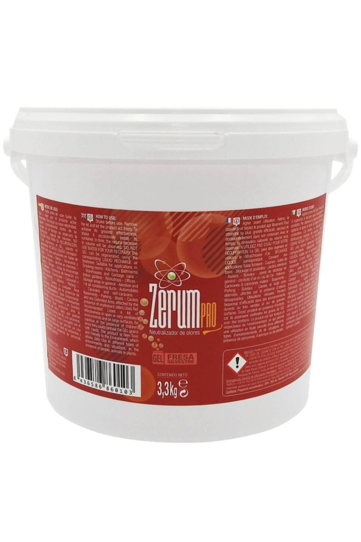Zerum Pro jel dağ çileği 3,3 kg – kapaklı plastik kavanozda renkli jel tanecikleri ve Zerum logolu etiket