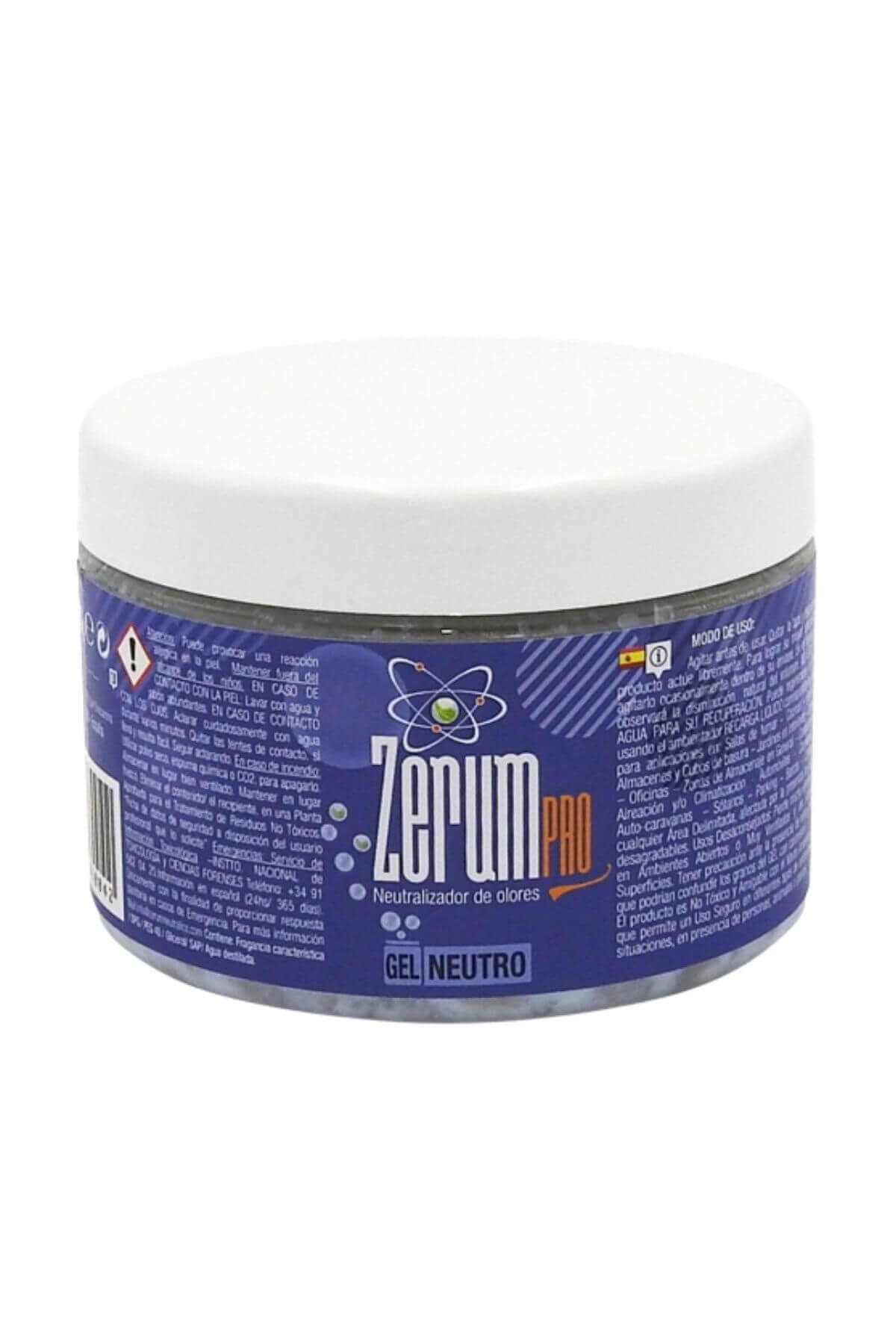 Zerum Pro jel nötr 400 gr – kapaklı plastik kavanozda renkli jel tanecikleri ve Zerum logolu etiket